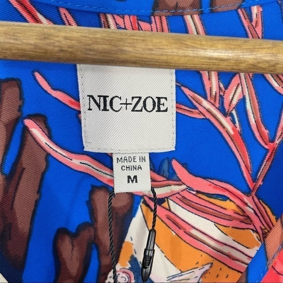 Nic + Zoe Angel Fish Reef Print Flutter Sleeve Top Blue NWT - Picture 10 of 13
